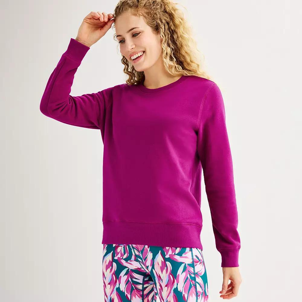 Women's Tek Gear® Ultrasoft Fleece Crewneck Sweatshirt, Size: Medium Tall, Pink Grigio Product Image