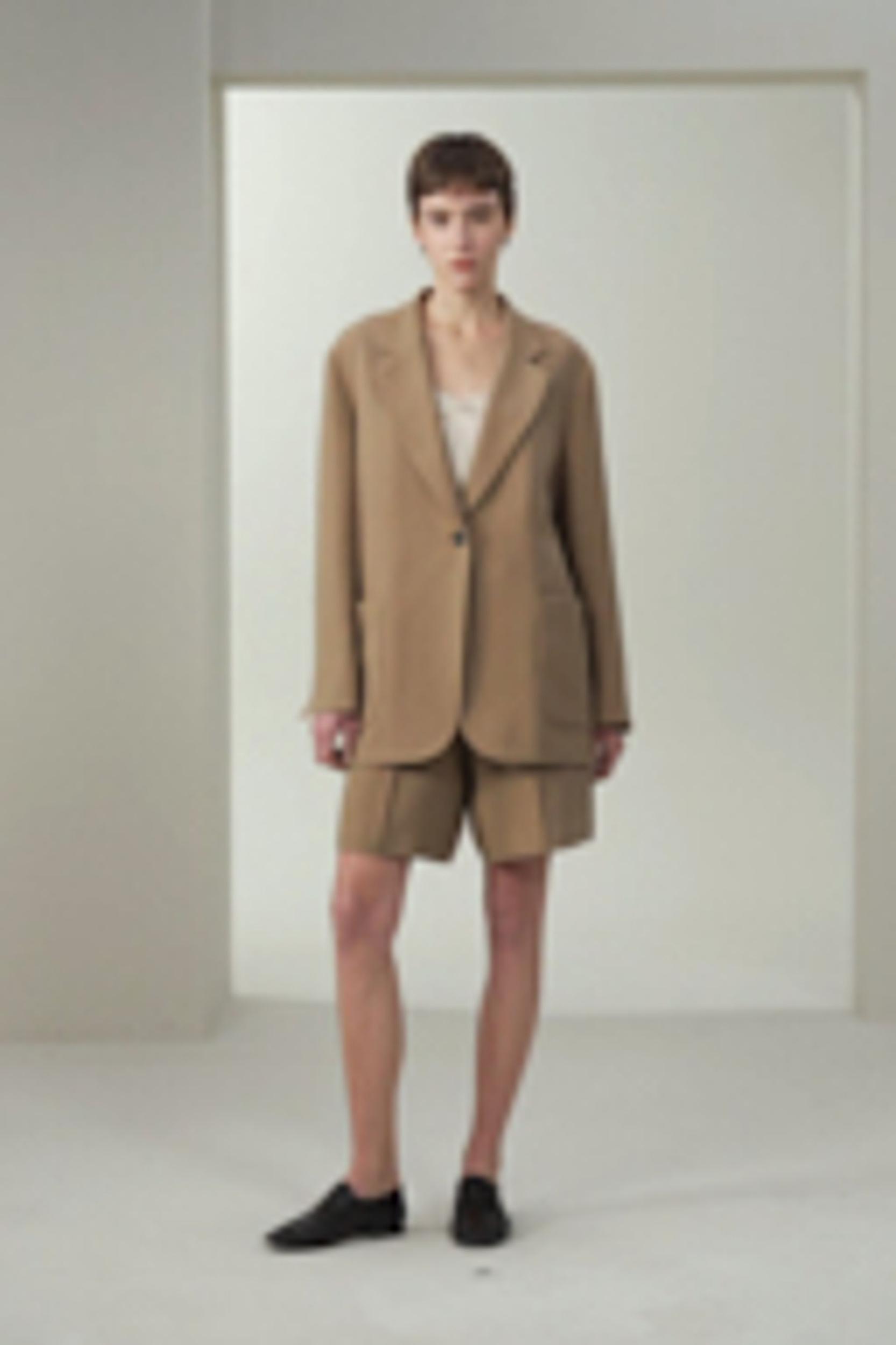 Single-Button Silk-Wool Blend Blazer Product Image