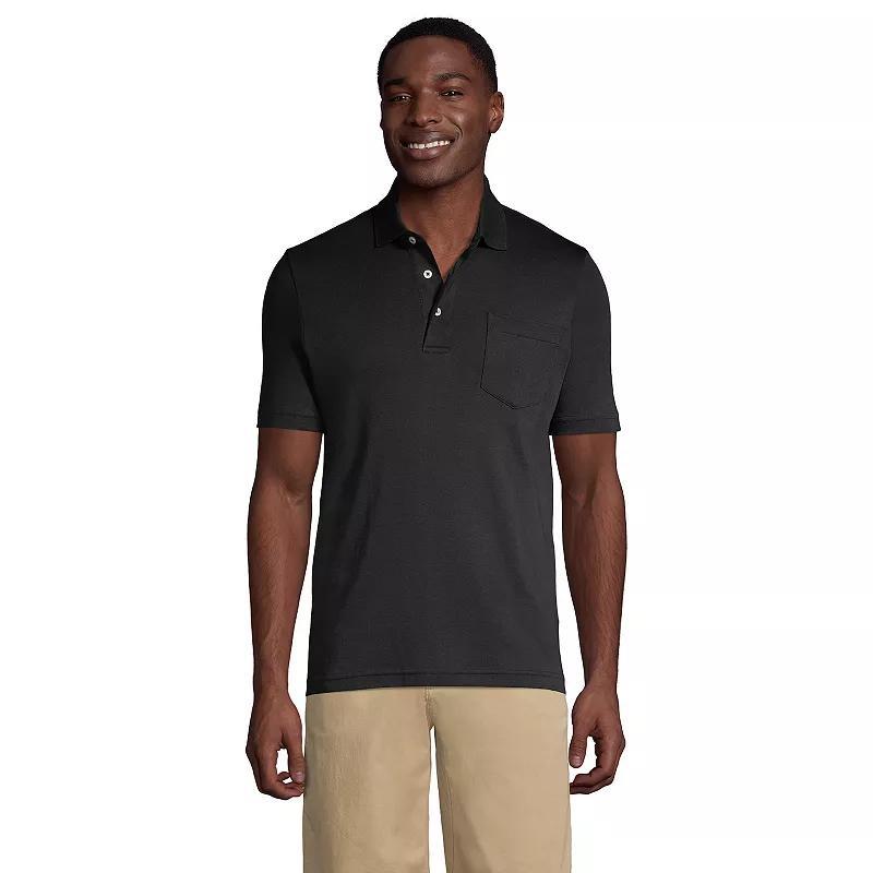 Men's Lands' End Super Soft Supima Pocket Polo, Size: XL, Pale Grey Blue Product Image