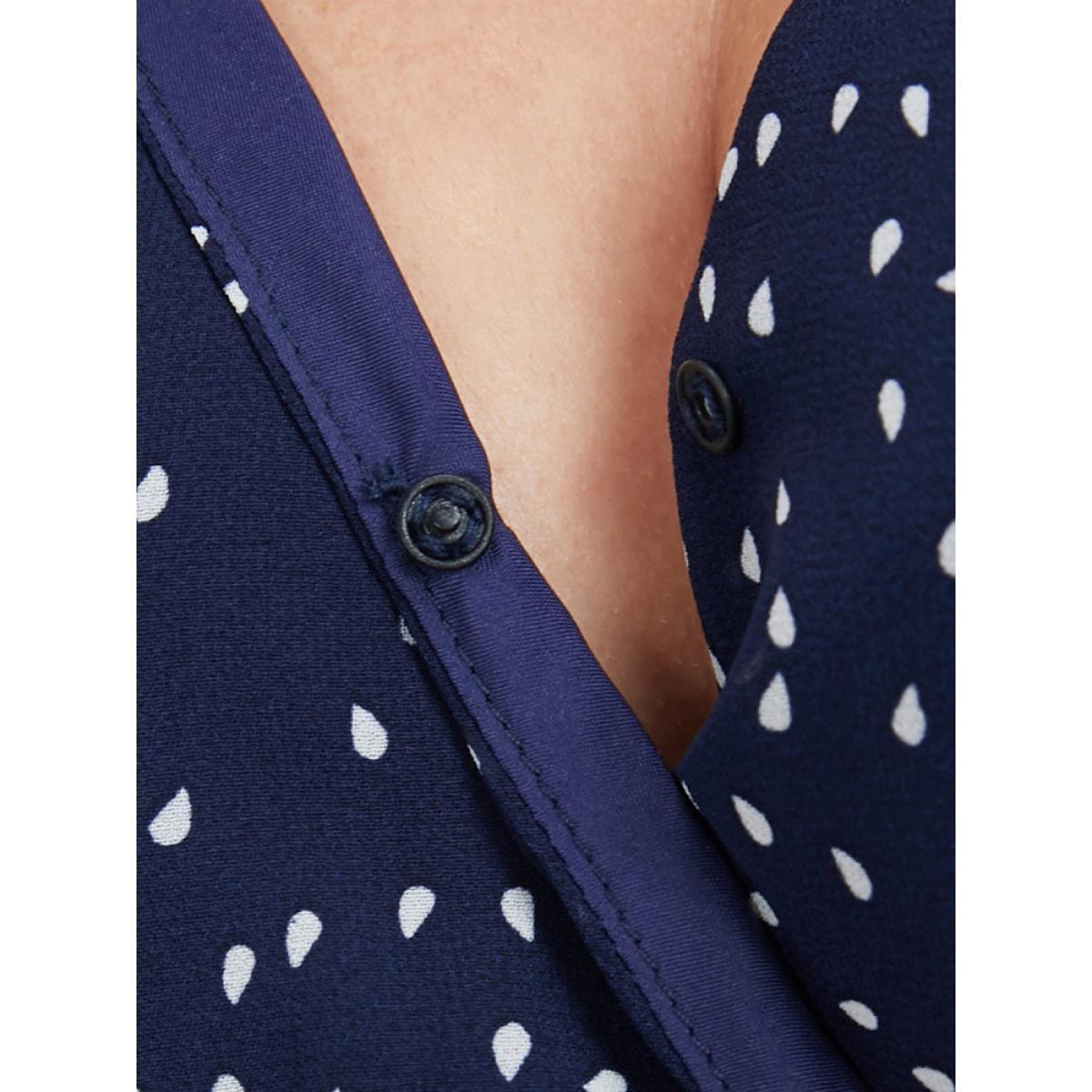 Polka Dot Printed Plus Size Women Midi Dress Dailywear Ruffle Sleeve Short Sleeve V Neck Pocket Elegance Dresses BloomChic Product Image