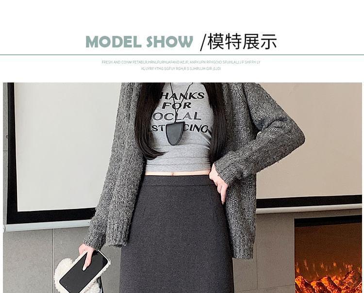 High Rise Plain A-Line Midi Skirt Product Image