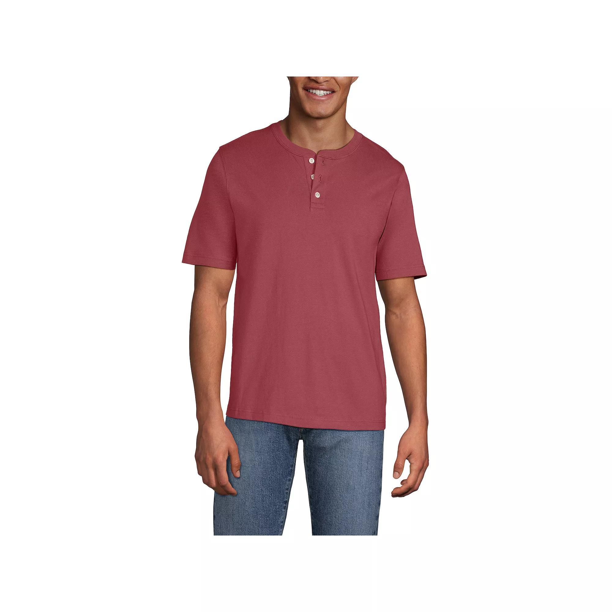 Men's Lands' End Classic-Fit Super-T Henley, Size: Large, Antique Alabaster Product Image