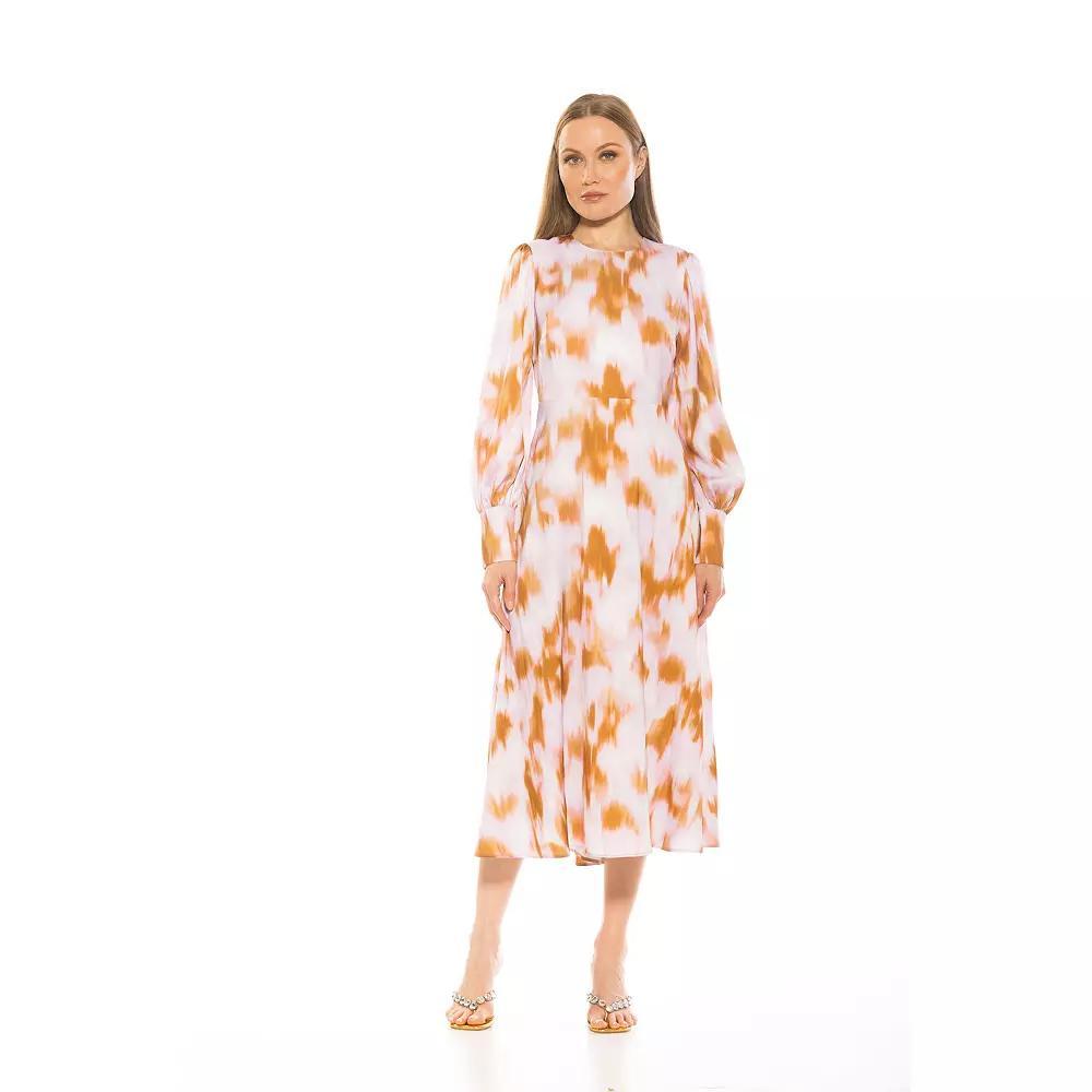 Women's ALEXIA ADMOR Sophie Fit & Flare Blouson Sleeve Midi Dress, Size: 10, Purple Team Product Image