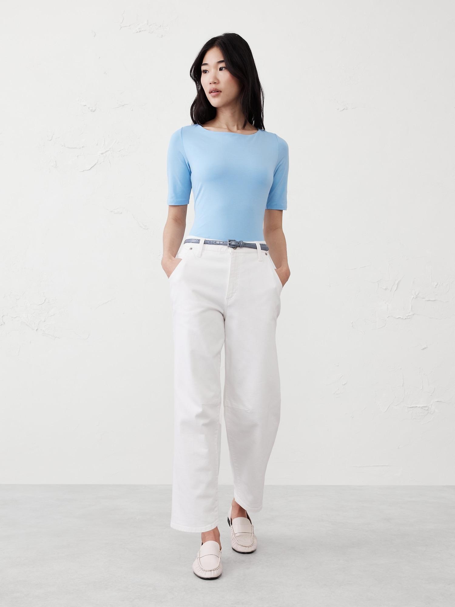 Soft Stretch Elbow-Sleeve Top Product Image