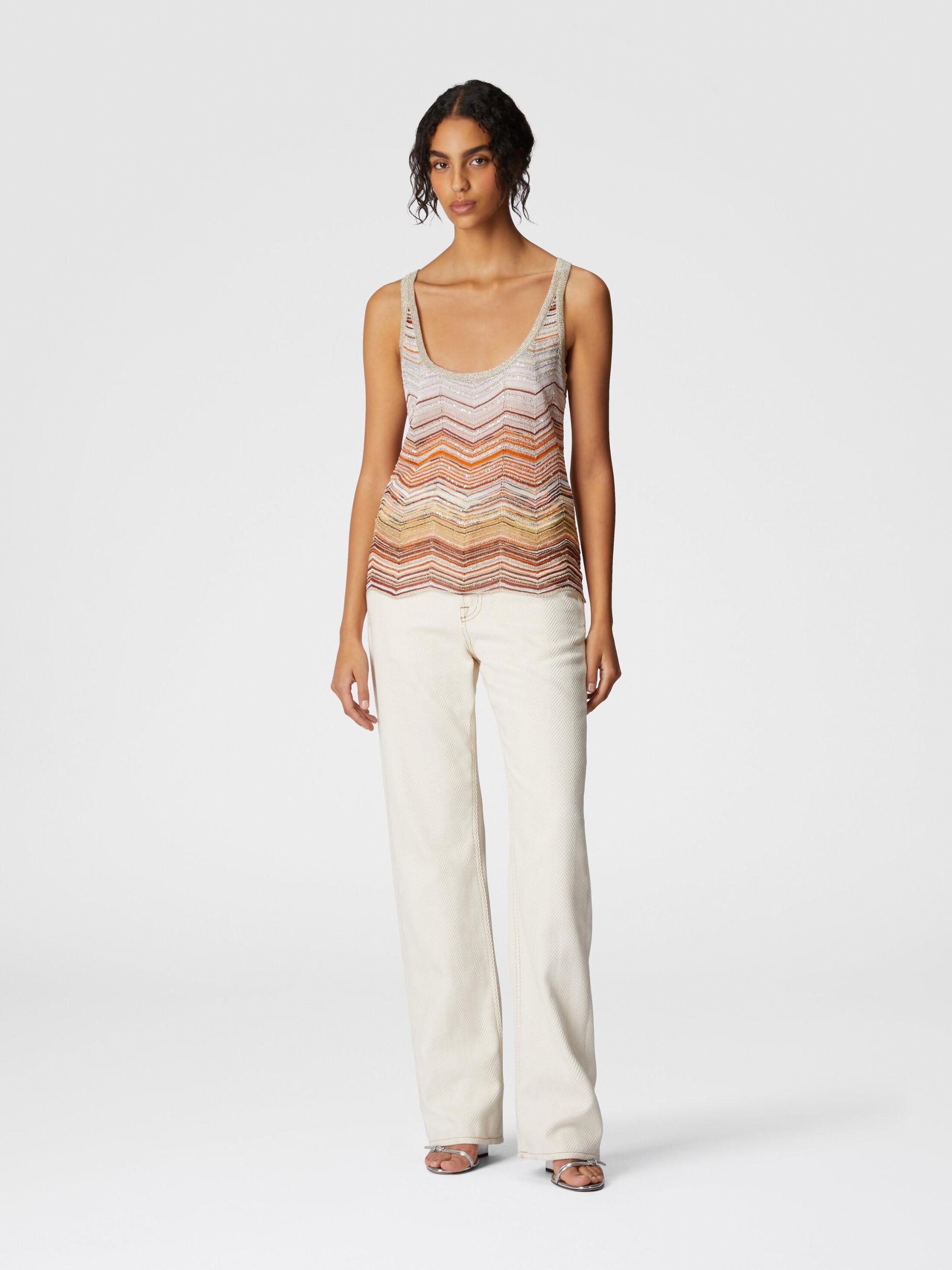 Chevron lamé tank top with sequins Product Image