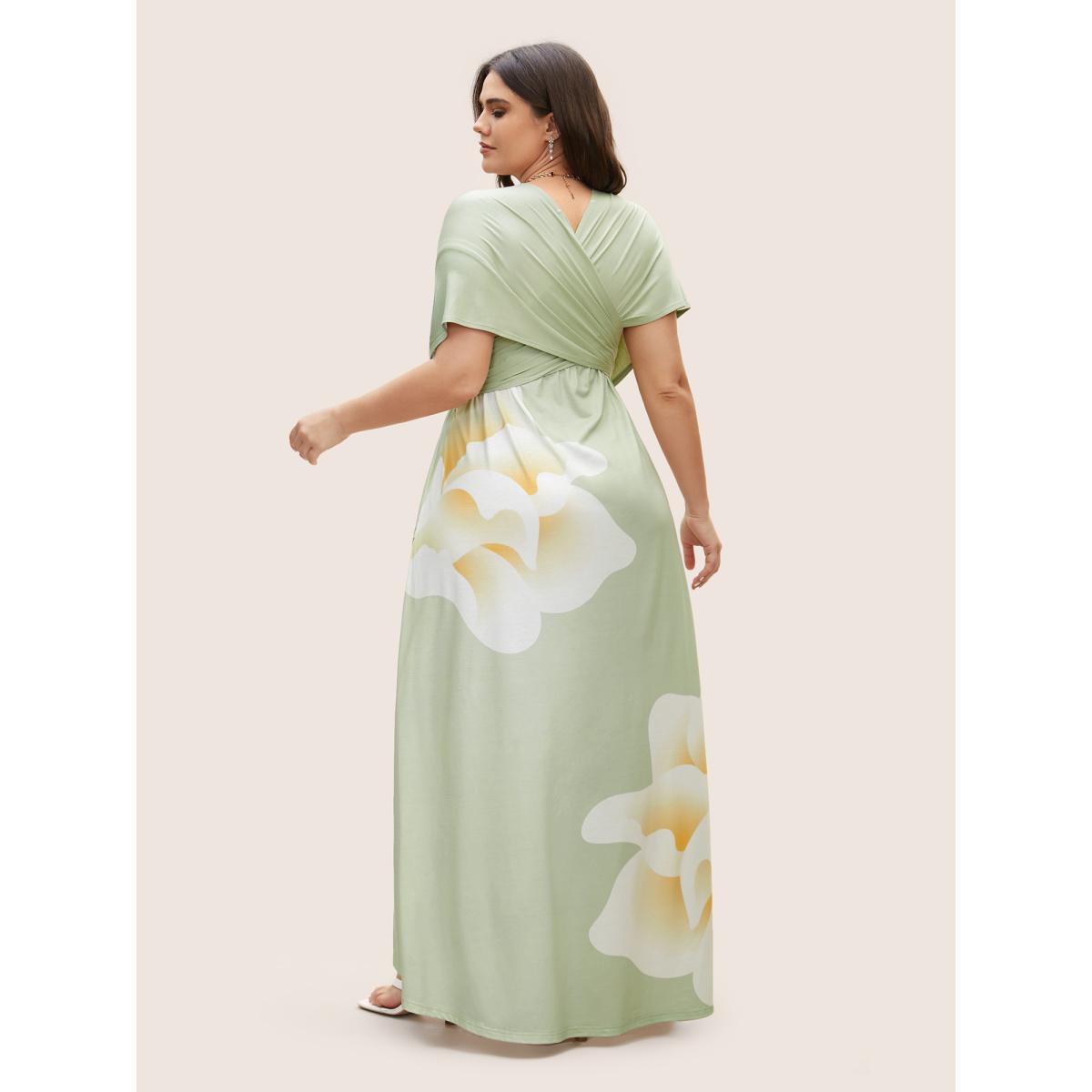 Plus Size Everywhere Dress - Floral Mesh Ties Dress Mint Women Elegant Belted Non Sleeveless Curvy BloomChic 30/6X Product Image