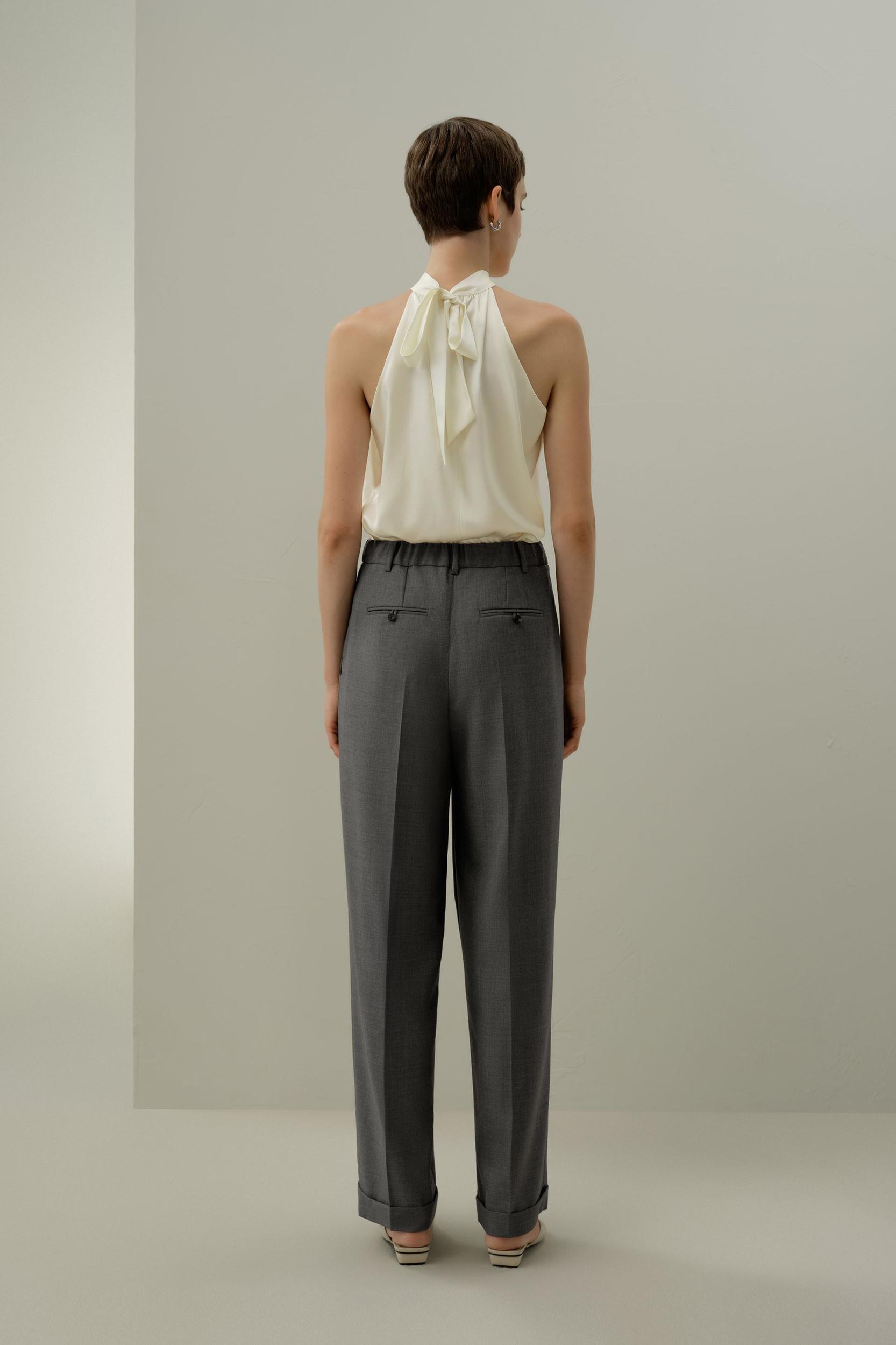 Wool-Silk Straight Leg Pants Product Image