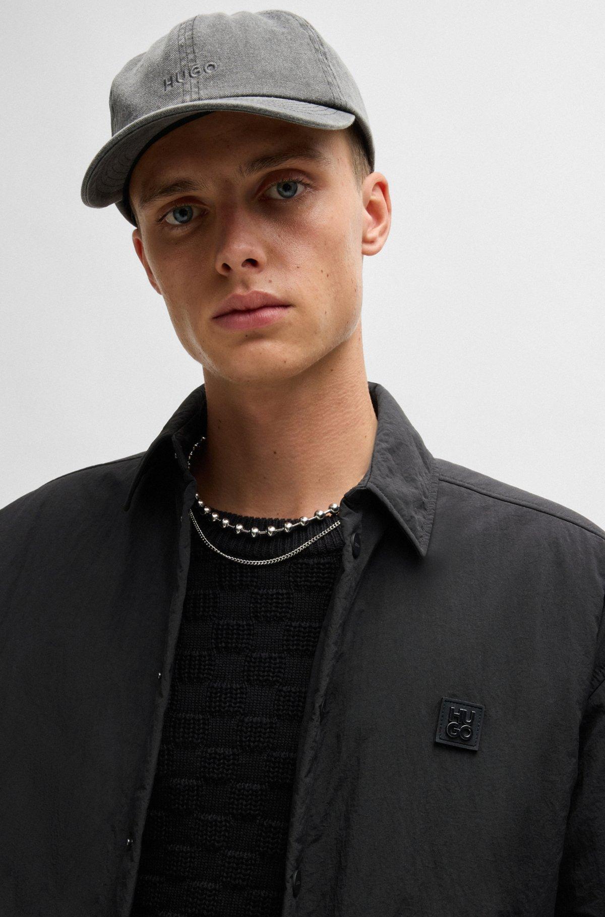 Oversize-fit padded overshirt with stacked-logo badge Product Image