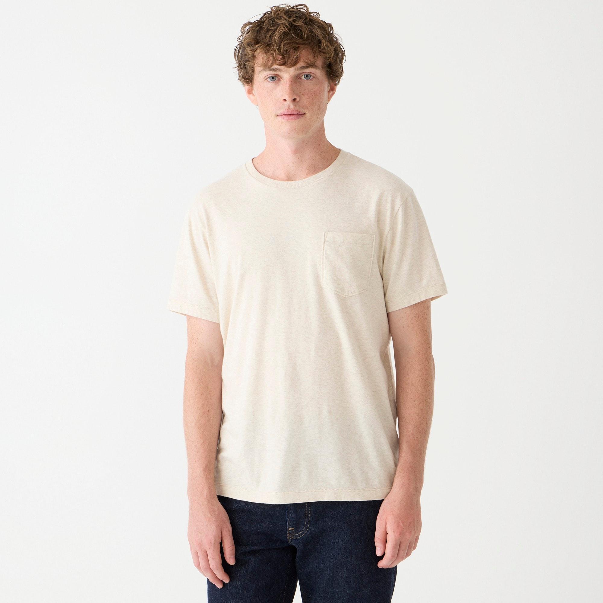 Vintage-wash cotton pocket T-shirt Product Image