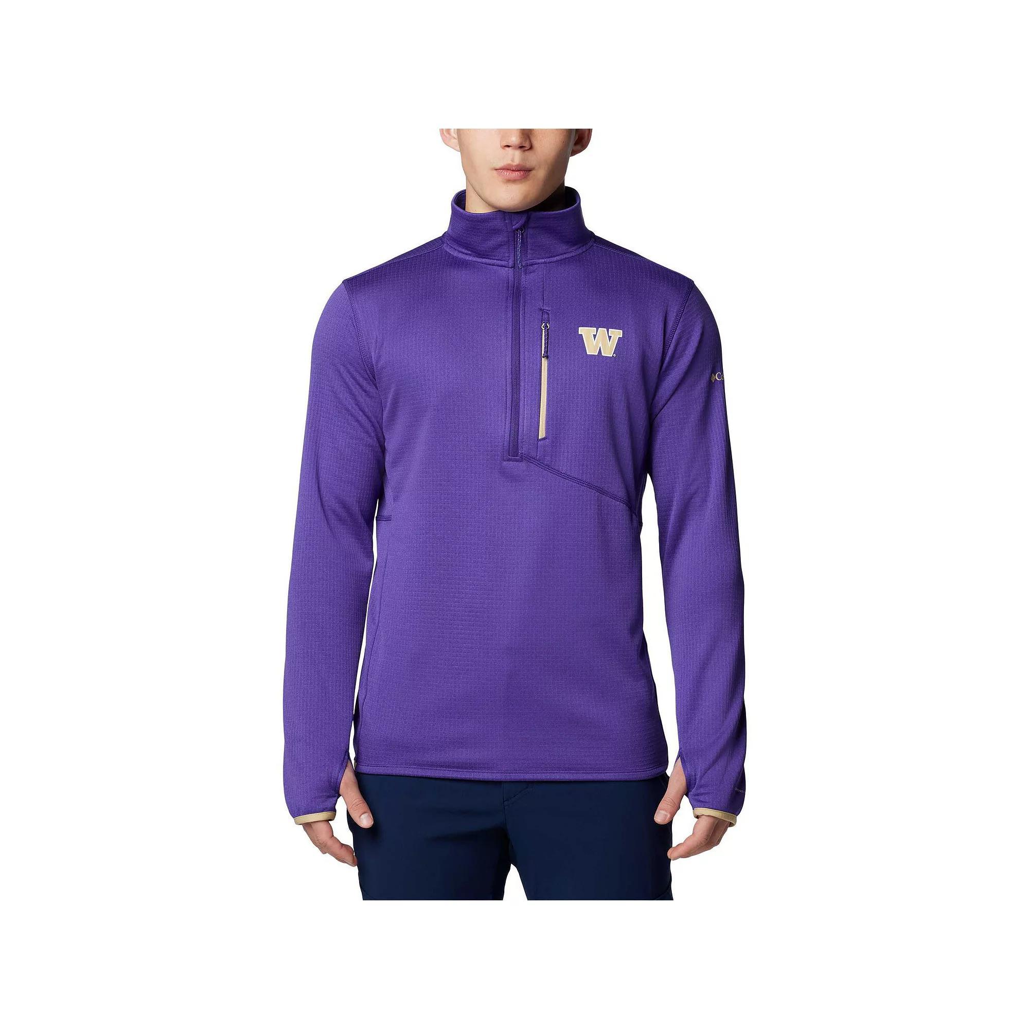 Men's Columbia Purple Washington Huskies Park View Grid Fleece Omni-Wick Half-Zip Jacket, Size: Small Product Image