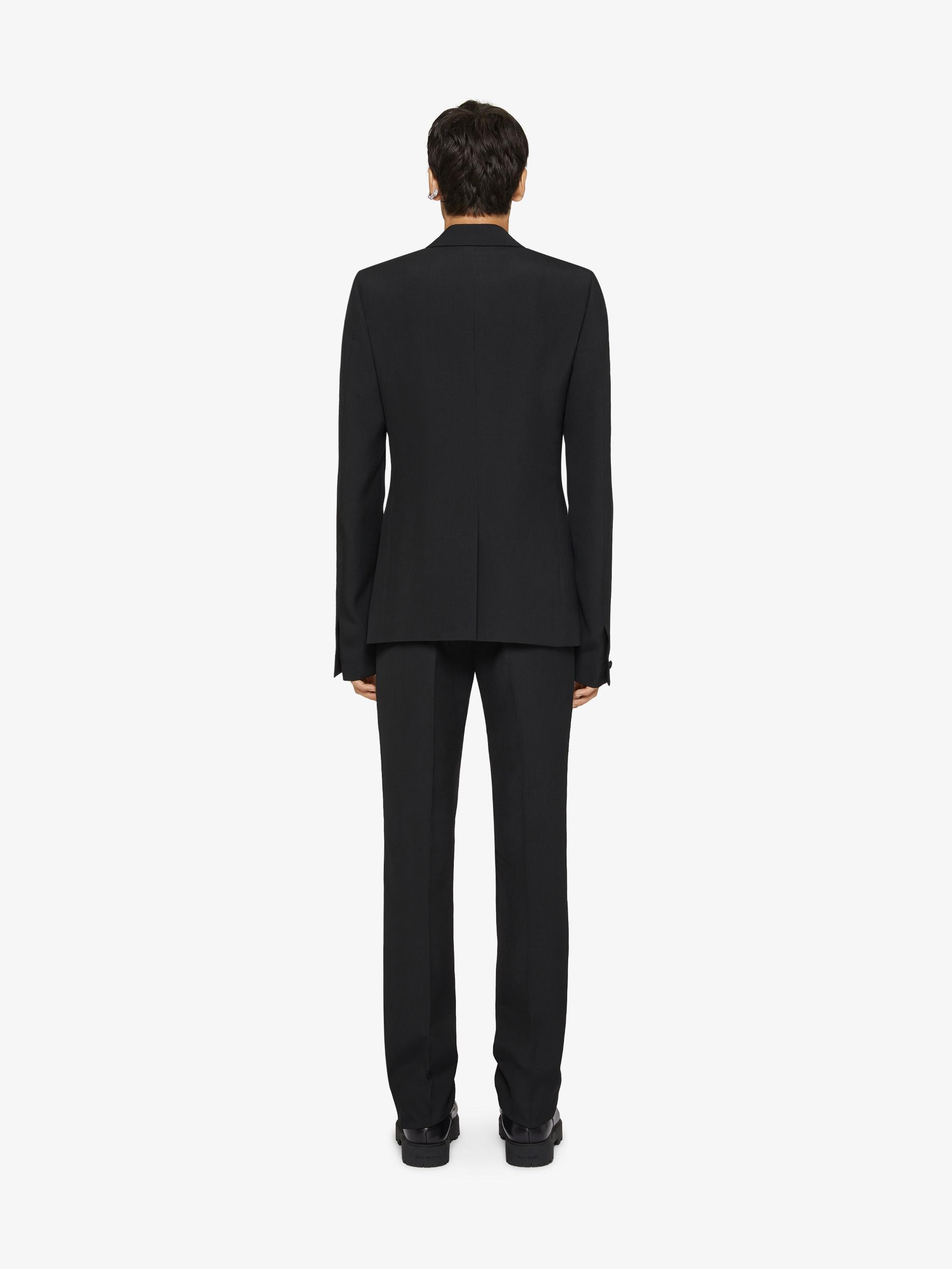 Slim fit tailored pants in wool with satin waistband Product Image