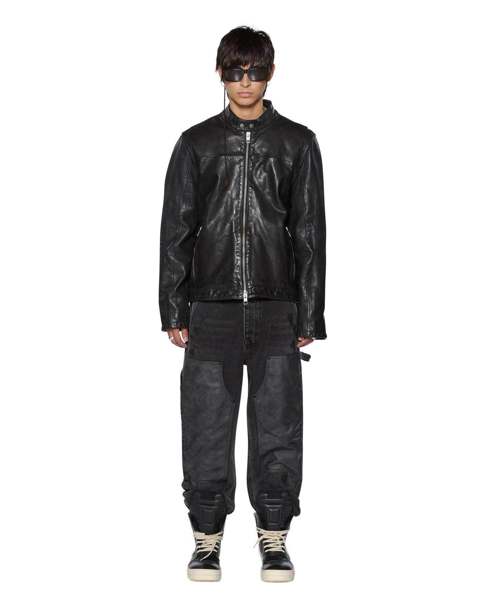Mens Stinger Leather Biker Jacket Product Image