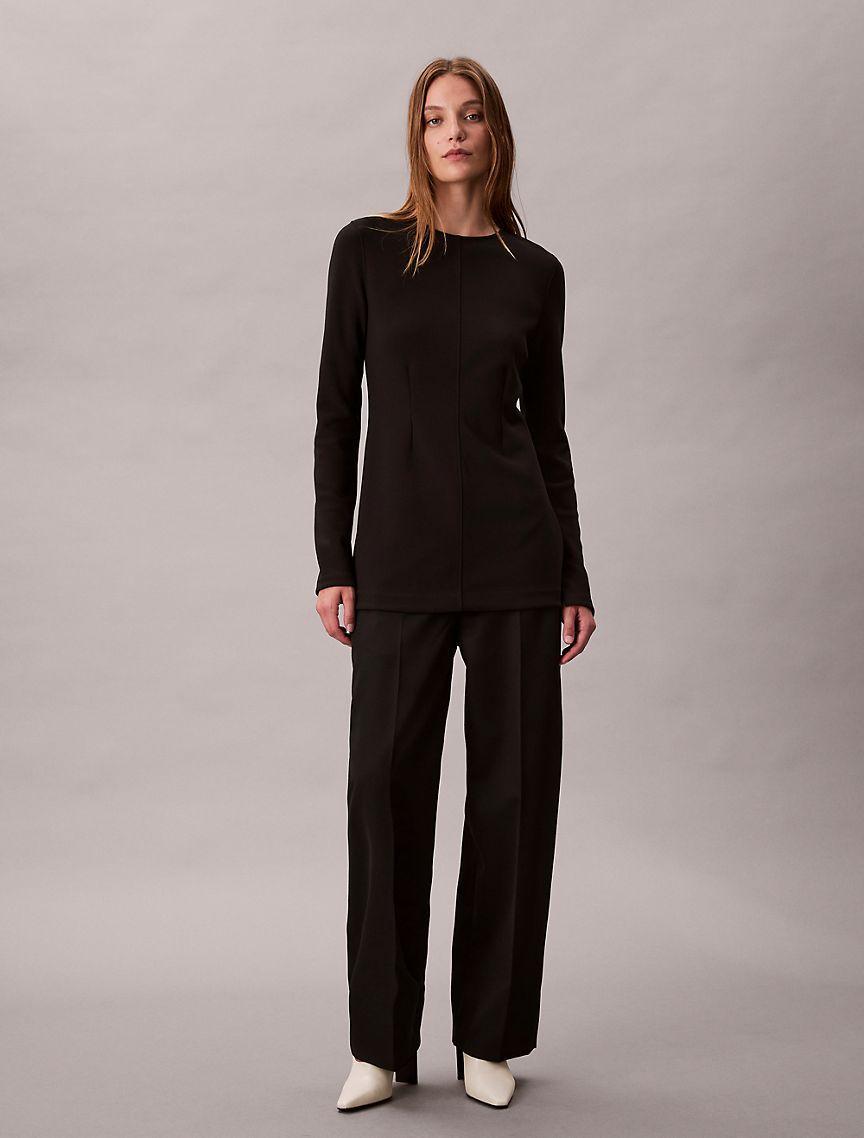 Tailored Knit Slim Tunic Top Product Image