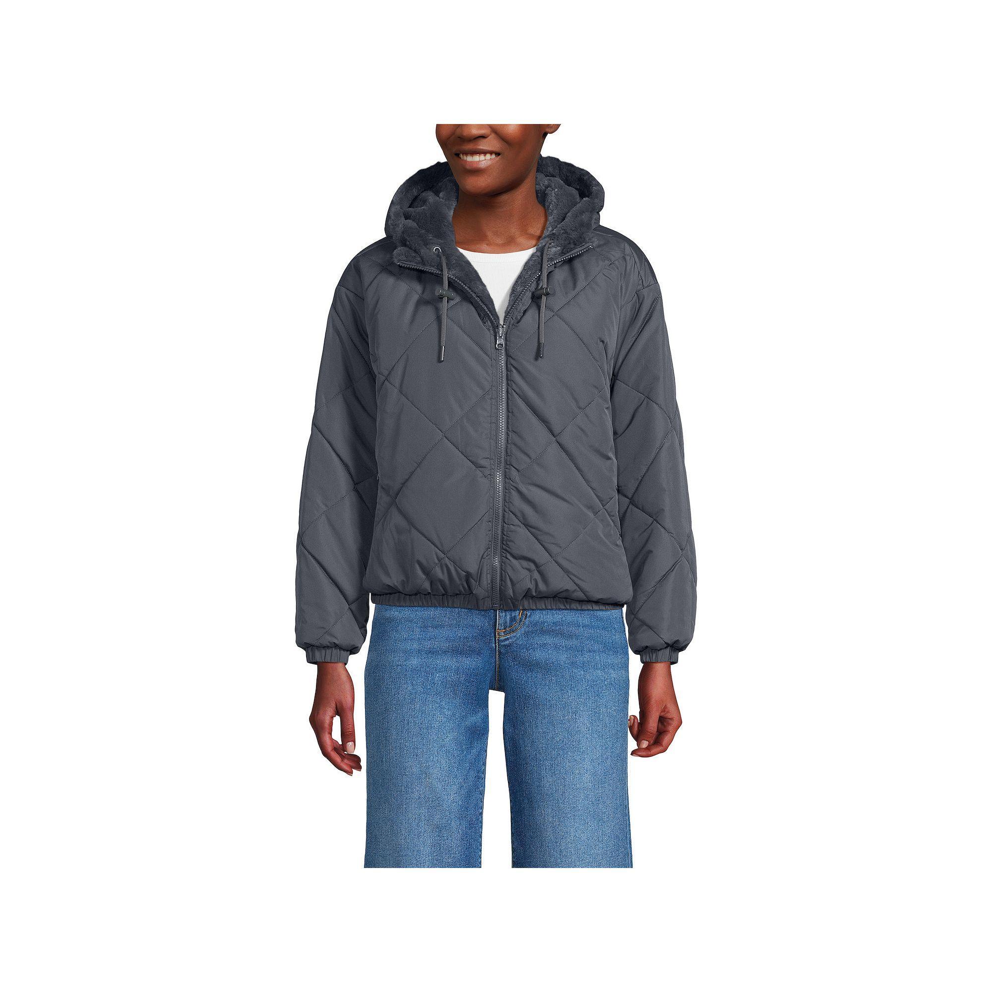 Women's Lands' End Diamond Reversible Insulated Jacket, Size: XL, Lunar Gray Product Image