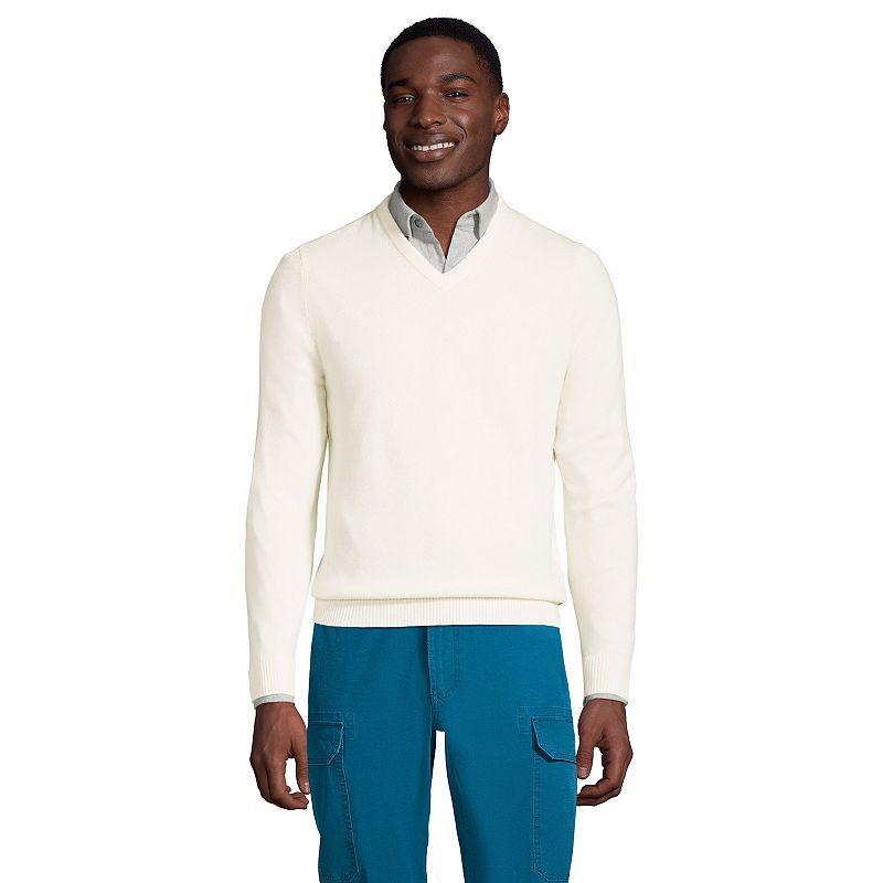 Men's Lands' End Fine-Gauge Cashmere V-neck Sweater, Size: Large, Fresh Red Product Image