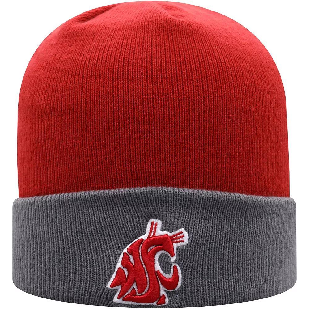 Men's Top of the World Crimson/Gray Washington State Cougars Core 2-Tone Cuffed Knit Hat, Wsc Red Product Image