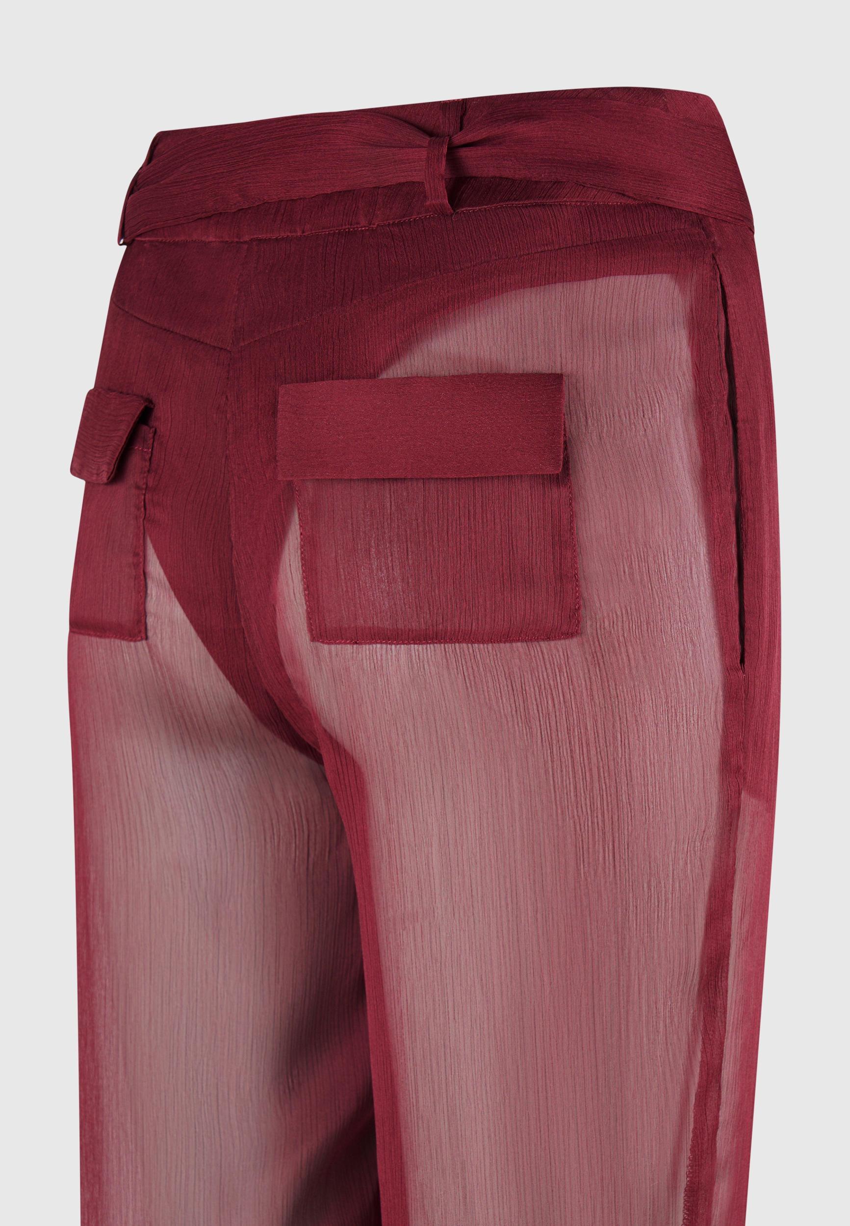 Sheer Shirt with Clasp - Wine Red Female Product Image