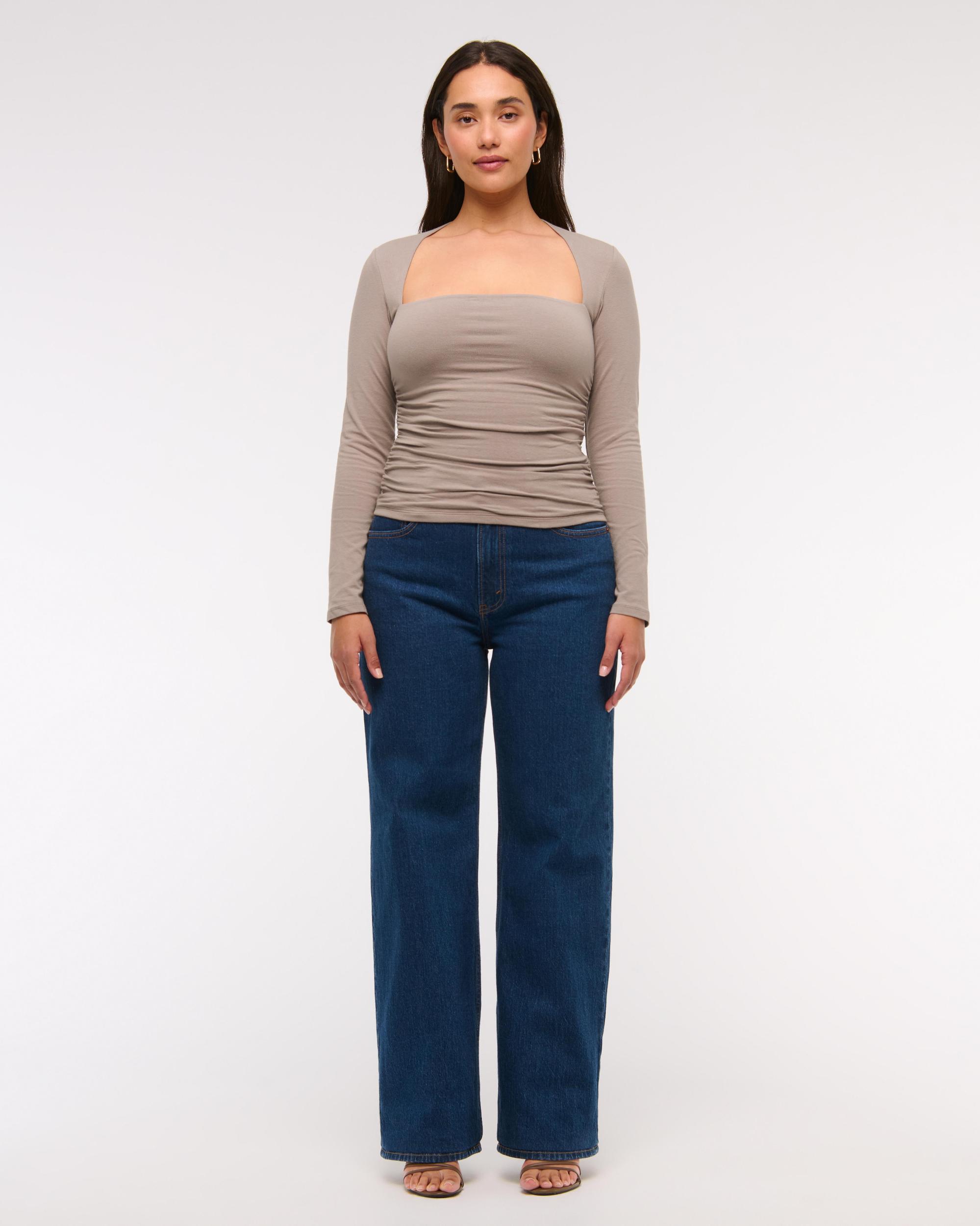 The A&F Ava Long-Sleeve Mesh Top Product Image