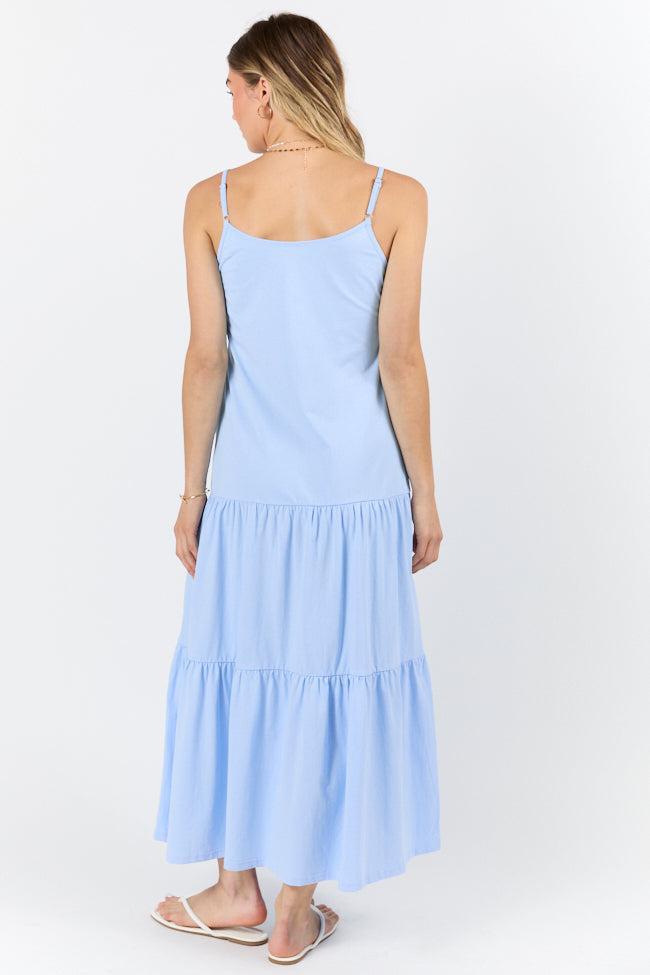 Sweet Melodies Blue Ribbed Knit Maxi Dress FINAL SALE Product Image