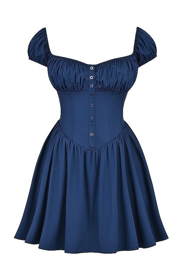 Nala  french navy gathered mini dress - sale Product Image