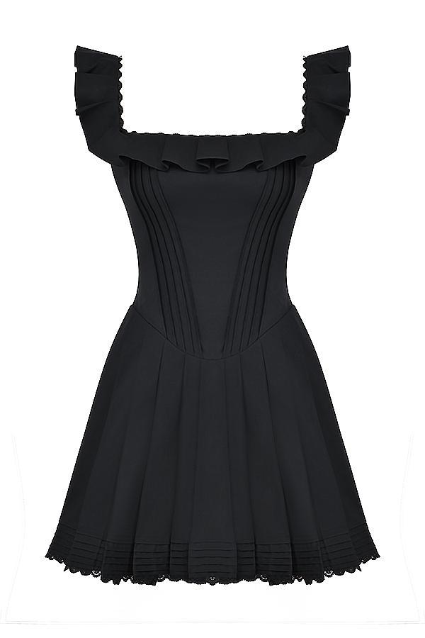 Jemima  black pin tuck pleated dress Product Image