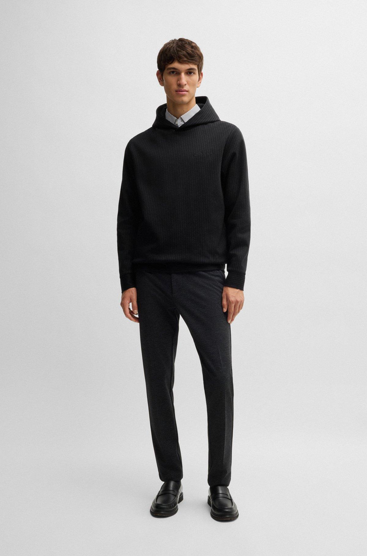 Regular-fit hoodie in a pinstripe cotton Product Image