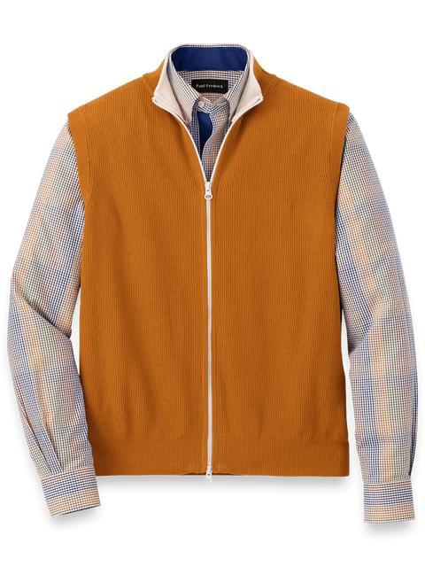 Cotton Full Zip Mock Neck Vest - Rust Product Image