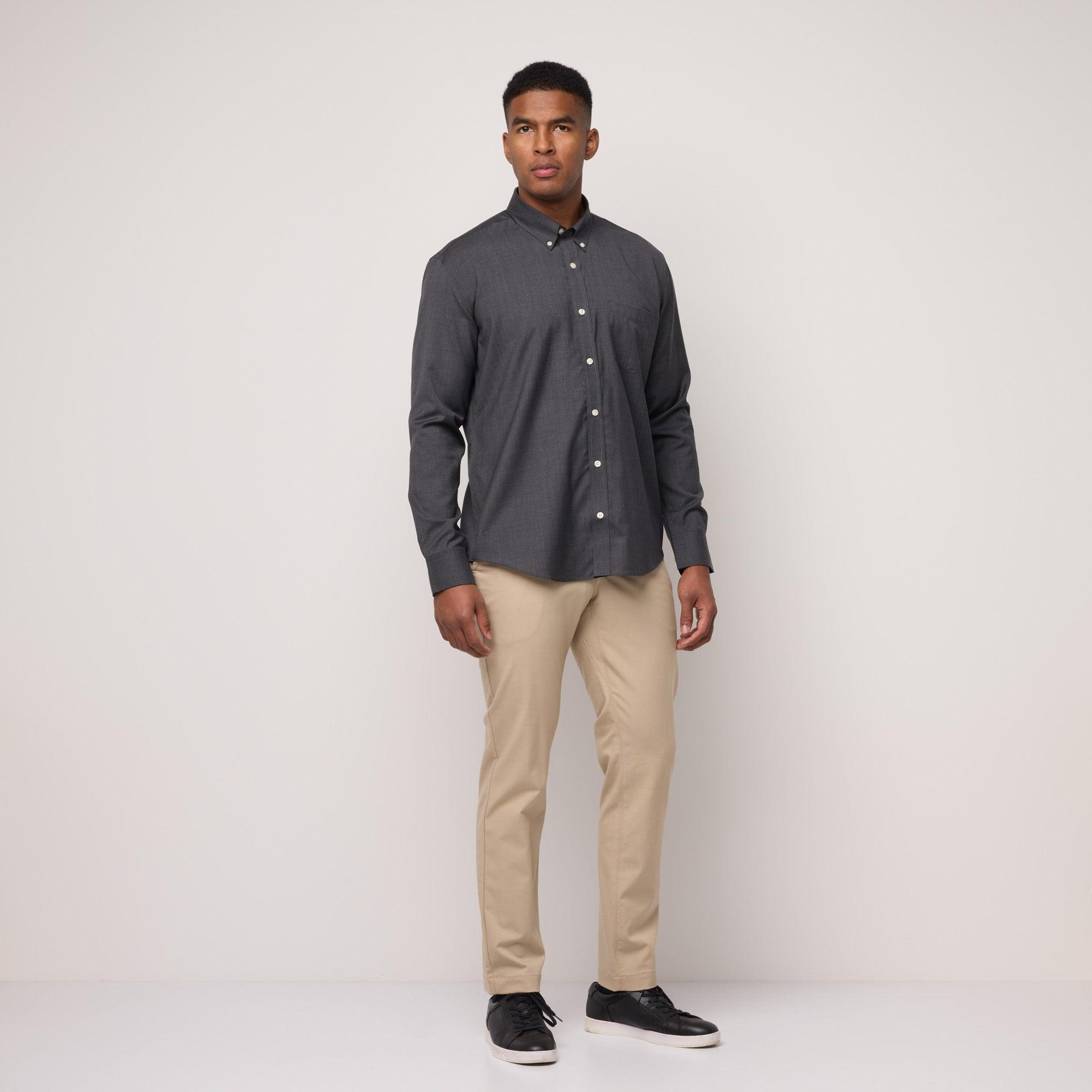 Merino Wool Button-Down Shirt | Charcoal Heather Product Image