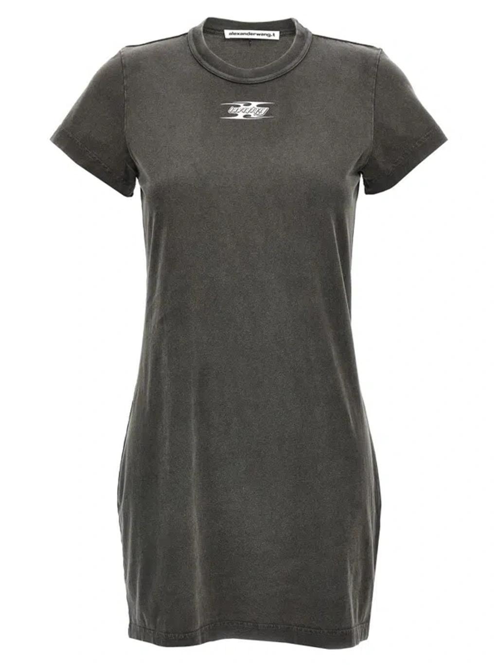ALEXANDER WANG T Alexanderwang. T Mini T-shirt Dress In Gray Product Image
