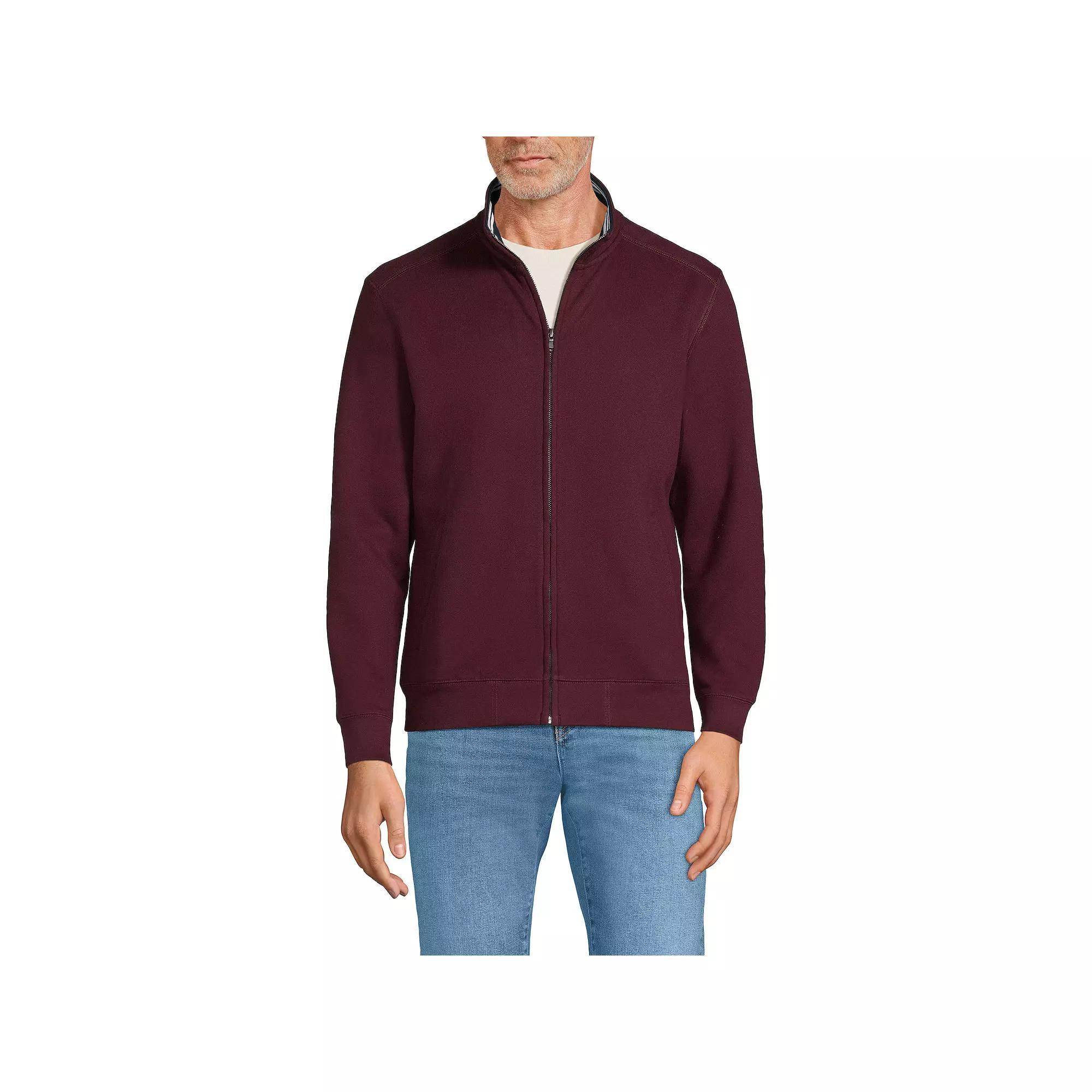 Men's Lands' End Serious Sweats Long Sleeve Zip-Up Sweatshirt, Size: Medium, Black Product Image