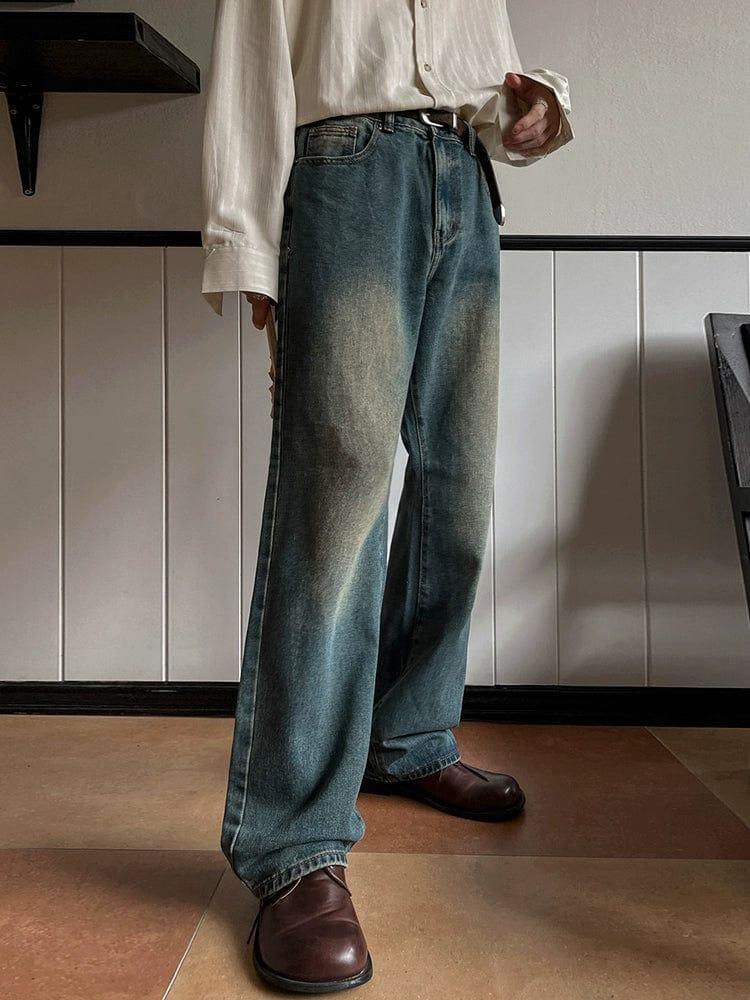 RT No. 12250 WASHED BLUE STRAIGHT DENIM JEANS Product Image