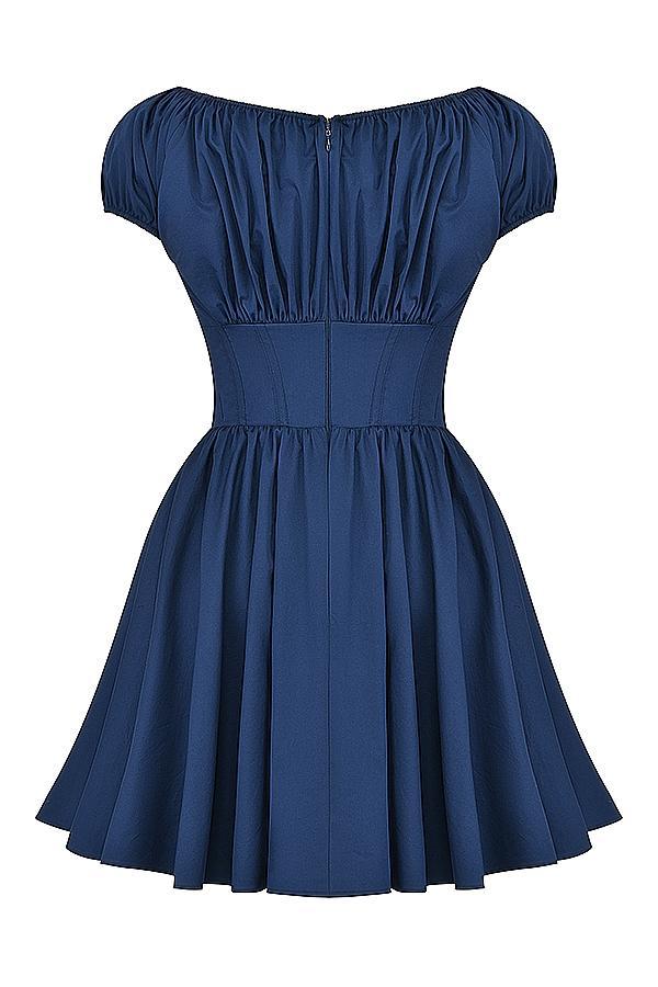 Nala  french navy gathered mini dress - sale Product Image