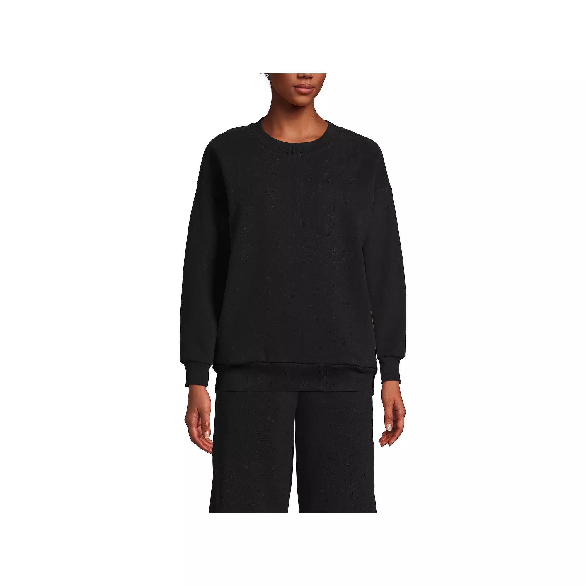 Women's Lands' End Modern Fit Crewneck Sweatshirt, Size: XL, Black Product Image