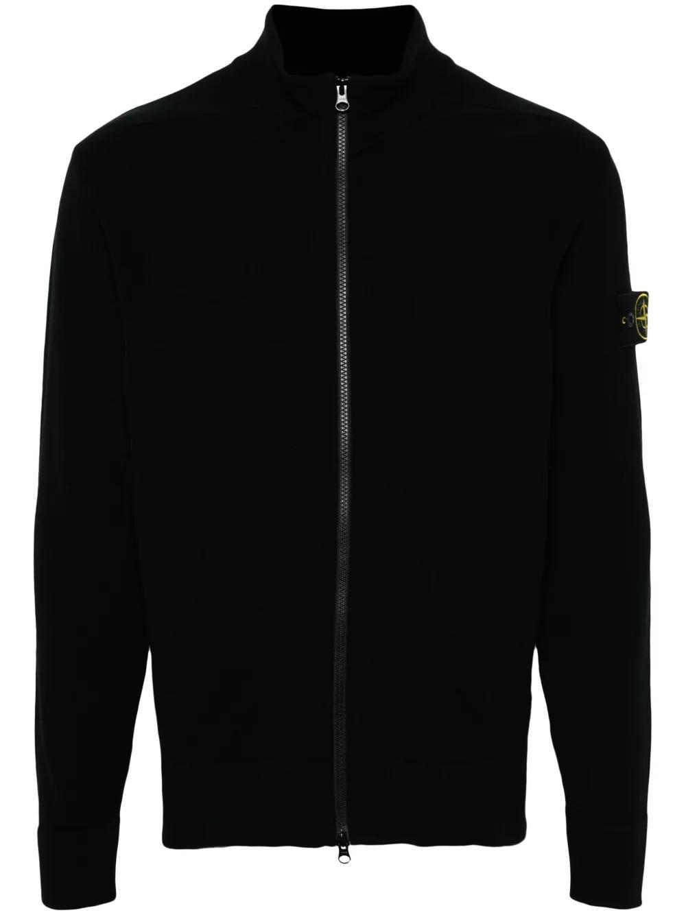 STONE ISLAND Compass-patch Cardigan In V0029 Black Product Image