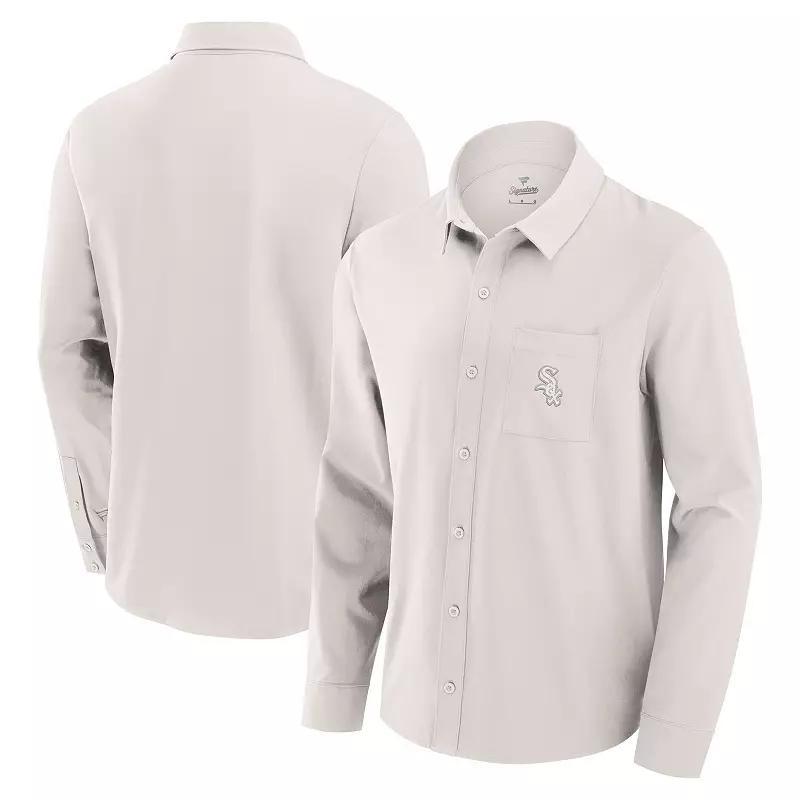 Men's Fanatics Cream Chicago White Sox Front Office Long Sleeve Button-Up Shirt, Size: Large, Beige Product Image
