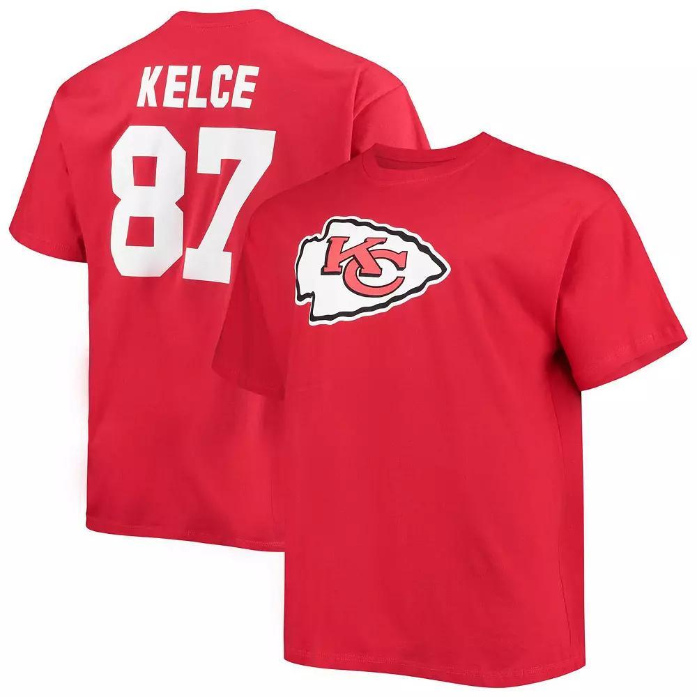 Men's Fanatics Branded Travis Kelce Red Kansas City Chiefs Big & Tall Player Name & Number T-Shirt, Size: 4XLT Product Image