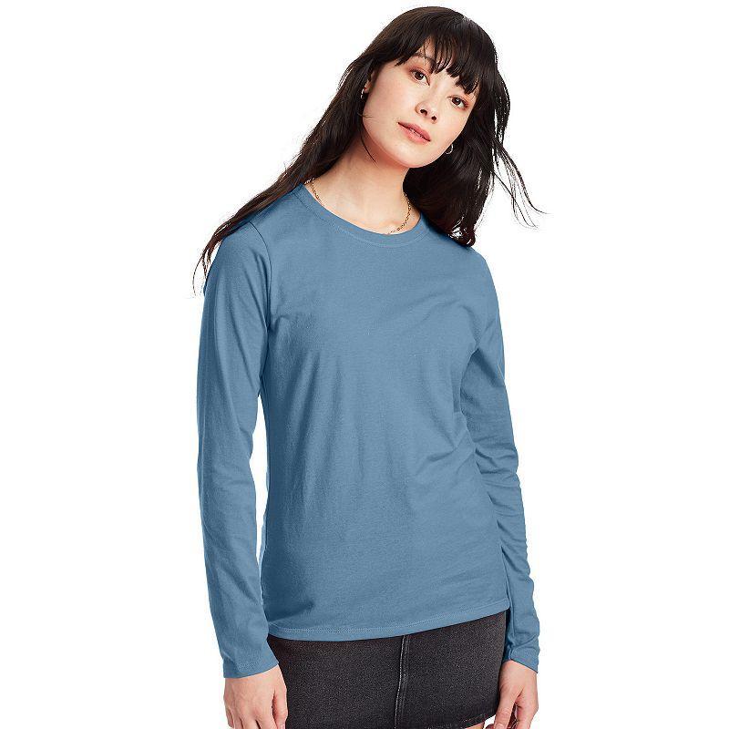 Women's Hanes® Originals Long Sleeve Crewneck Tee, Size: XXL, Pink Swish Product Image
