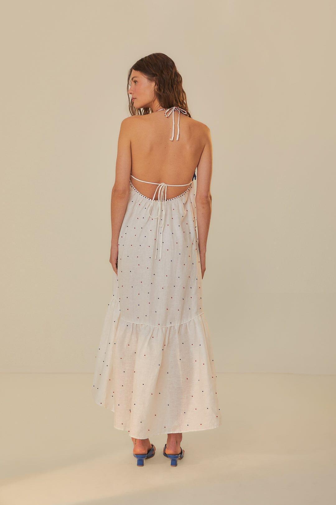 White Beaded Fishes Sleeveless Maxi Dress Product Image