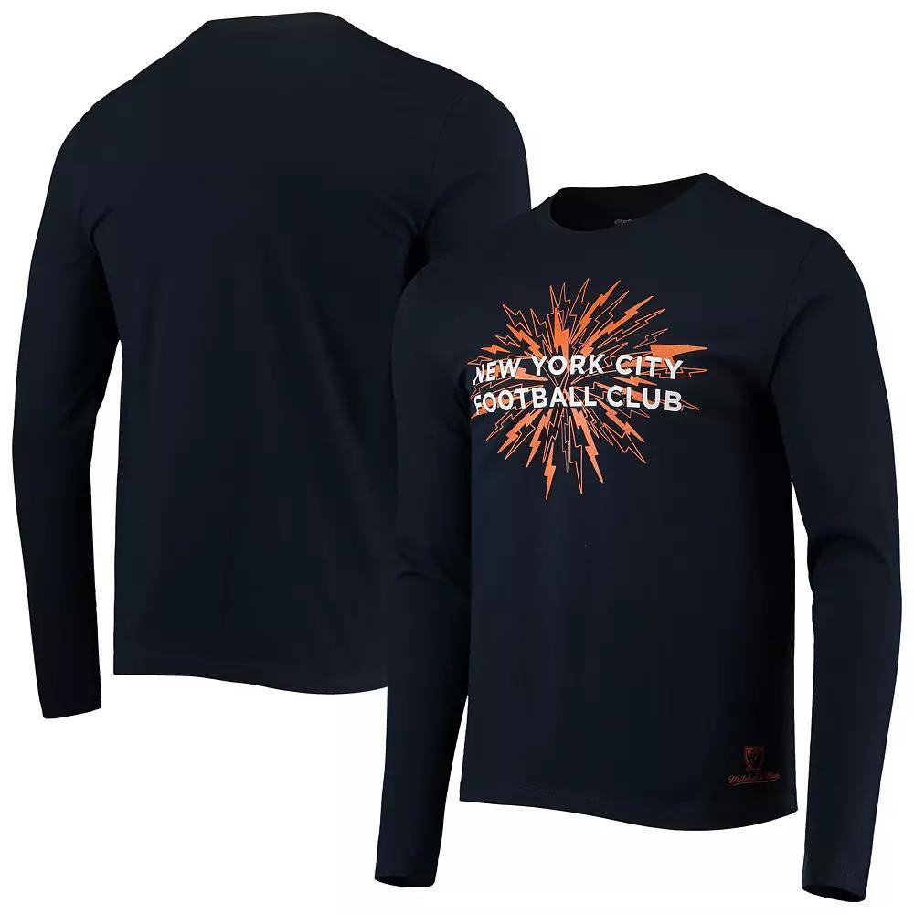 Men's Mitchell & Ness Navy New York City FC For The City Long Sleeve T-Shirt, Size: Large, Blue Product Image