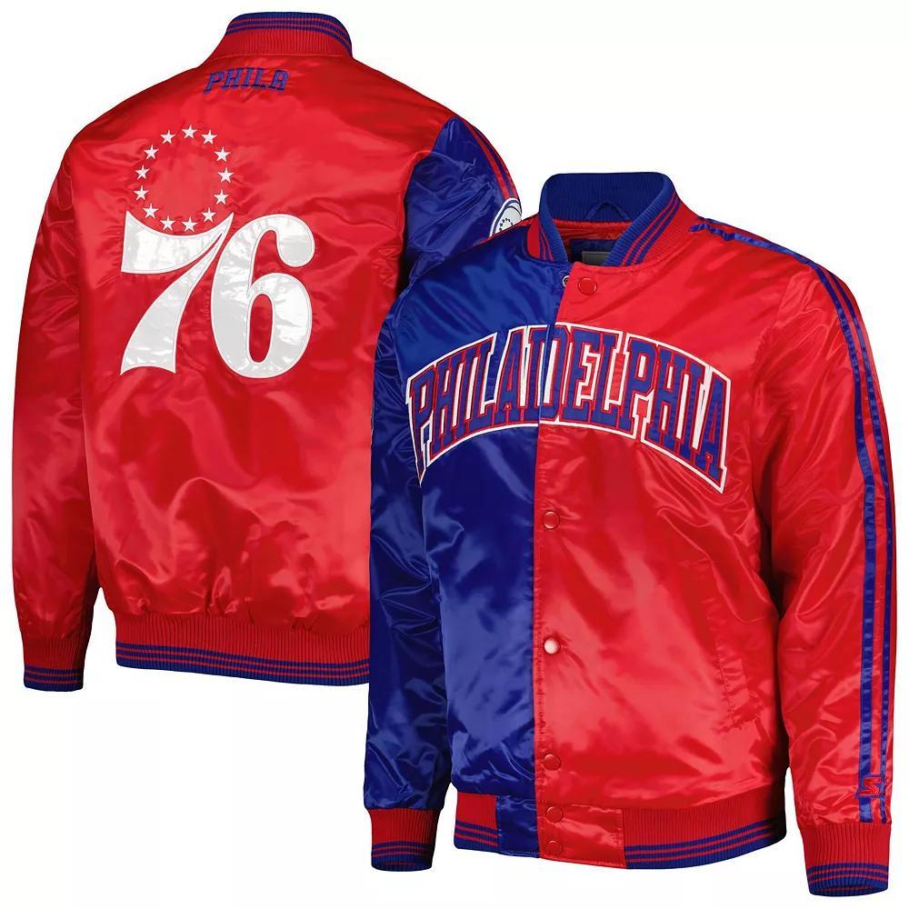 Men's Starter Royal/Red Philadelphia 76ers Fast Break Satin Full-Snap Jacket, Size: XL, 76r Blue Product Image