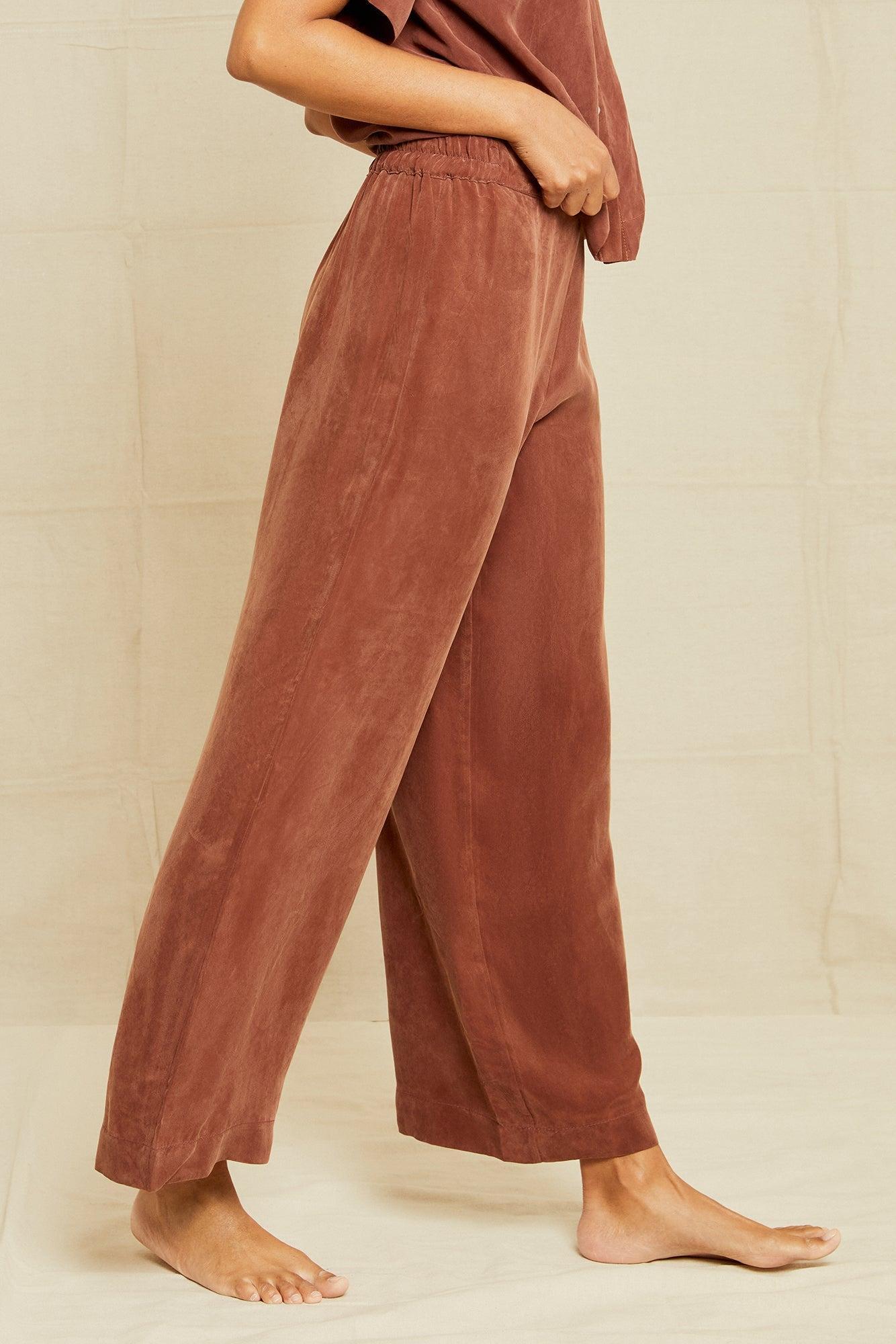 Mabel Cottonseed Cupro Pajama Pants - Earth - ReAmour Product Image