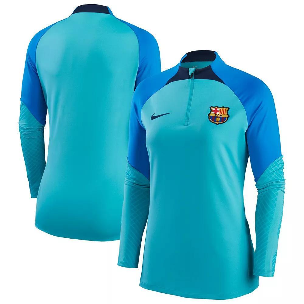 Womens Nike Turquoise Barcelona Strike Drill Raglan Performance Quarter-Zip Top Bar Turquoise A Product Image