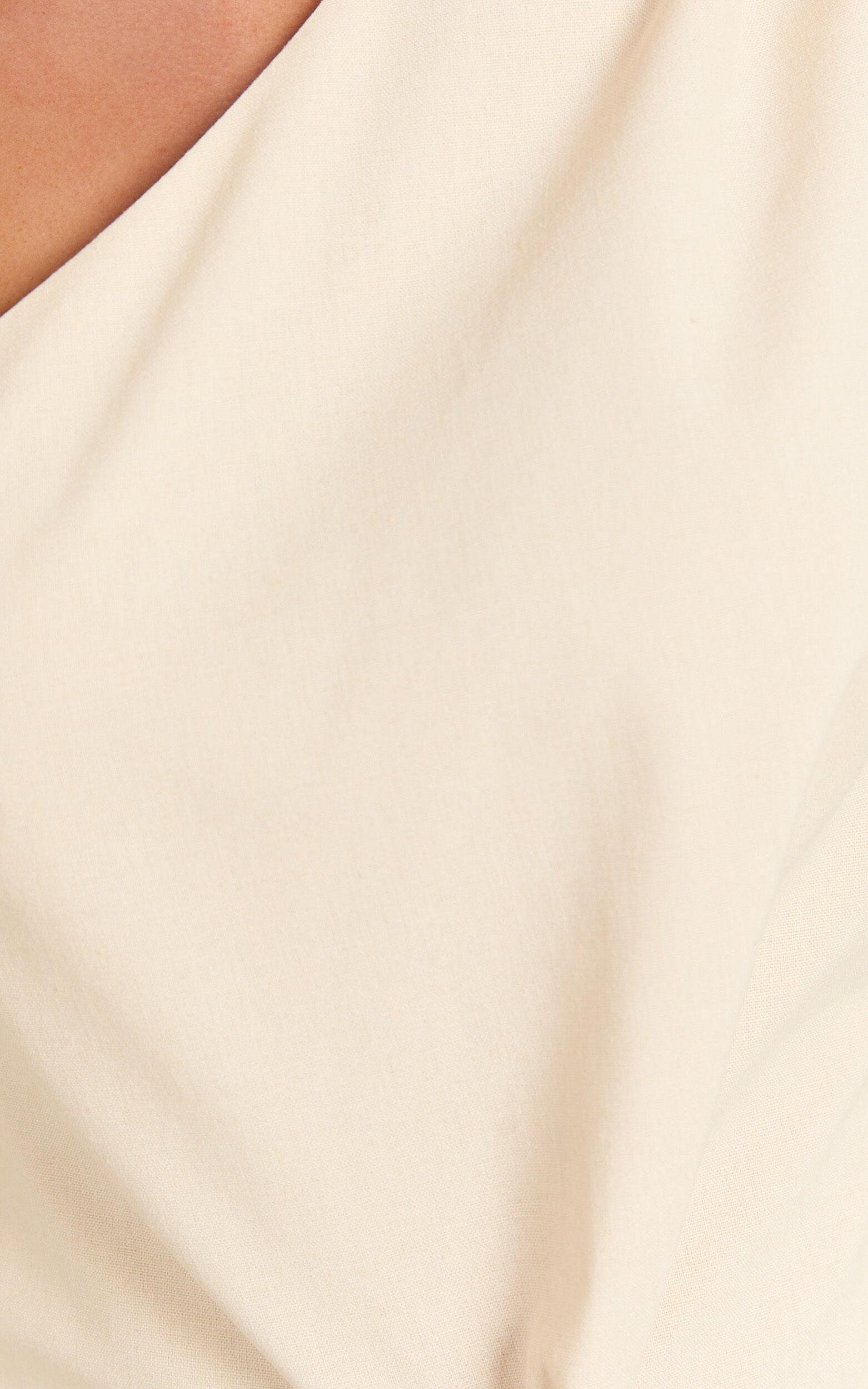 Mardelle Mini Dress - Linen One Shoulder Shift Dress in Neutral Product Image