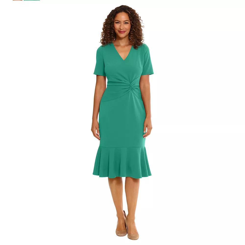 Women's London Times Flounce Midi Twist Dress, Size: 10, Blue Atoll Product Image