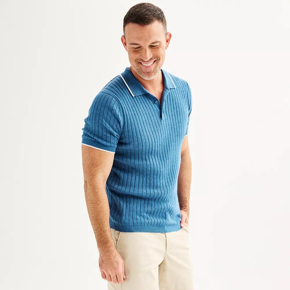 Men's Sonoma Goods For Life® Tipped Sweater Polo, Size: Large, Light Gray Product Image