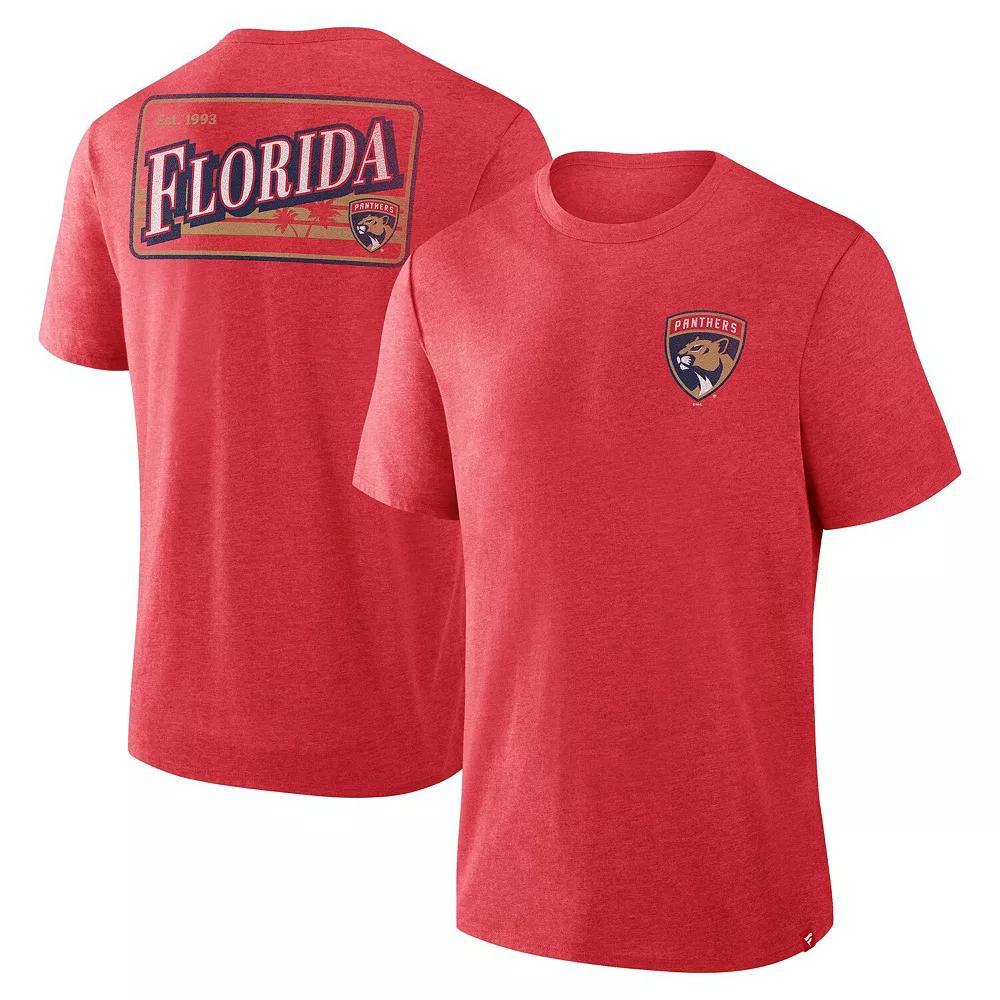 Men's Fanatics Heather Red Florida Panthers Fan Lanes Tri-Blend T-Shirt, Size: Large, Pnt Red Product Image