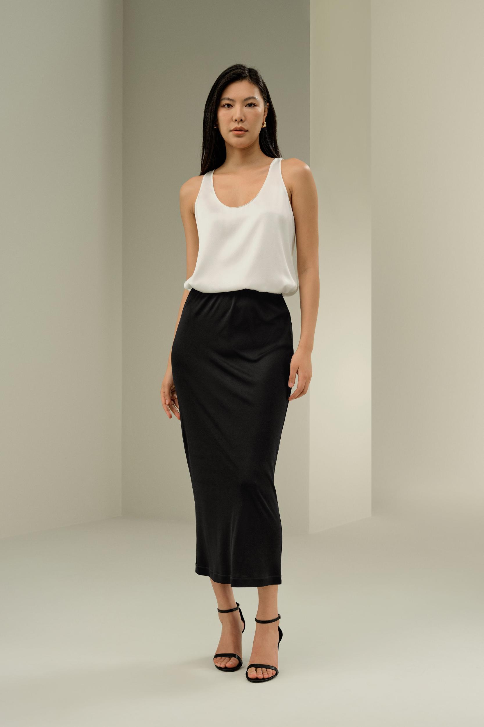 Elegant Silk Midi Skirt Product Image
