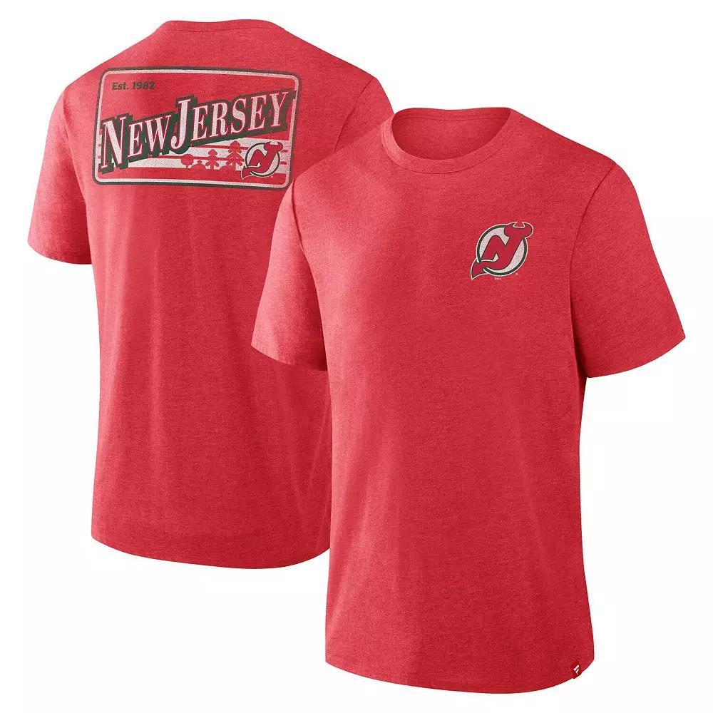 Men's Fanatics Heather Red New Jersey Devils Fan Lanes Tri-Blend T-Shirt, Size: Medium, Nhl Red Product Image
