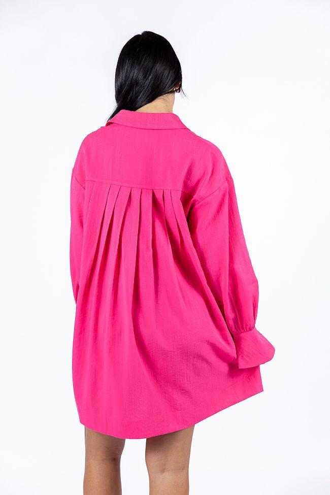 Write This Down Pink Button Up Shirt Dress FINAL SALE Product Image