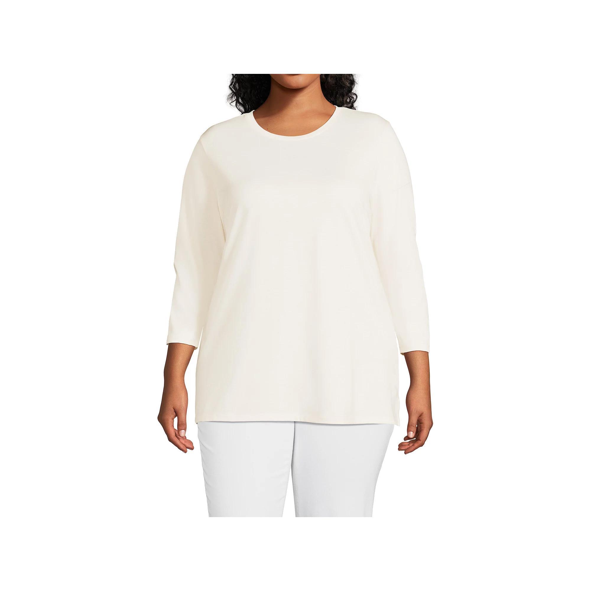 Plus Size Lands' End Supima Cotton Relaxed Fit Crewneck Tunic, Women's, Size: 3XL, Radiant Blue Product Image